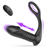 LilPleaser - 10 Thrilling Vibration 3 Thrusting Silicone Remote Control Cock Ring Anal Vibrator - Lilpleaser