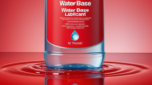 Water based lube trasparent bottle, red background 