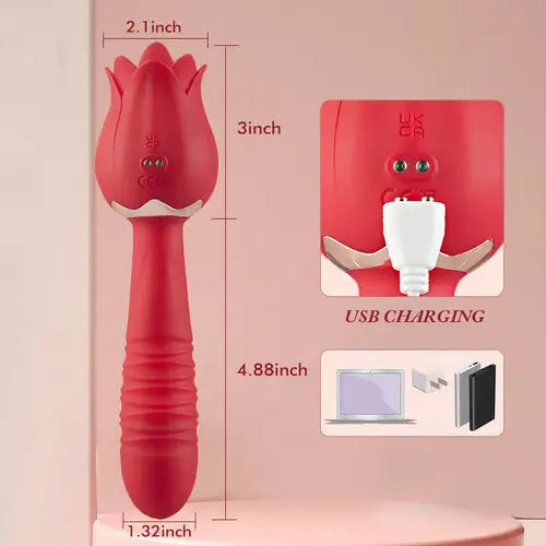 Rose Wand - 5 Motion & Vibrating Lick Sensation Clitoral Stimulator
